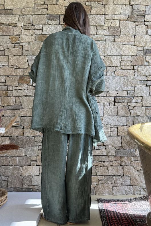 Rustic Nature Bubble Cotton Waterfall Jacket Washed Moss